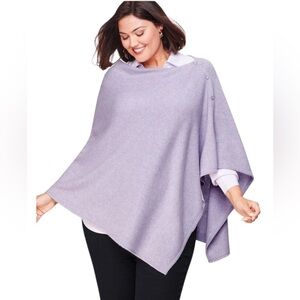 Talbots NWOT lilac purple ribbed asymmetric button poncho